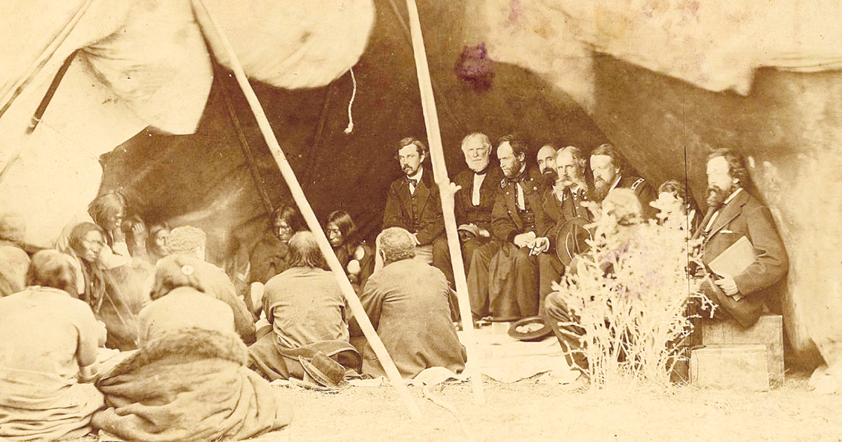 Conseil des commissaires de la paix et des Indiens Arapaho et Cheyenne, 1868. 