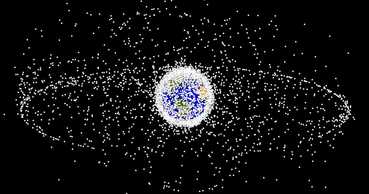 Les satellites artificiels de la Terre forment un halo de débris spatiaux.